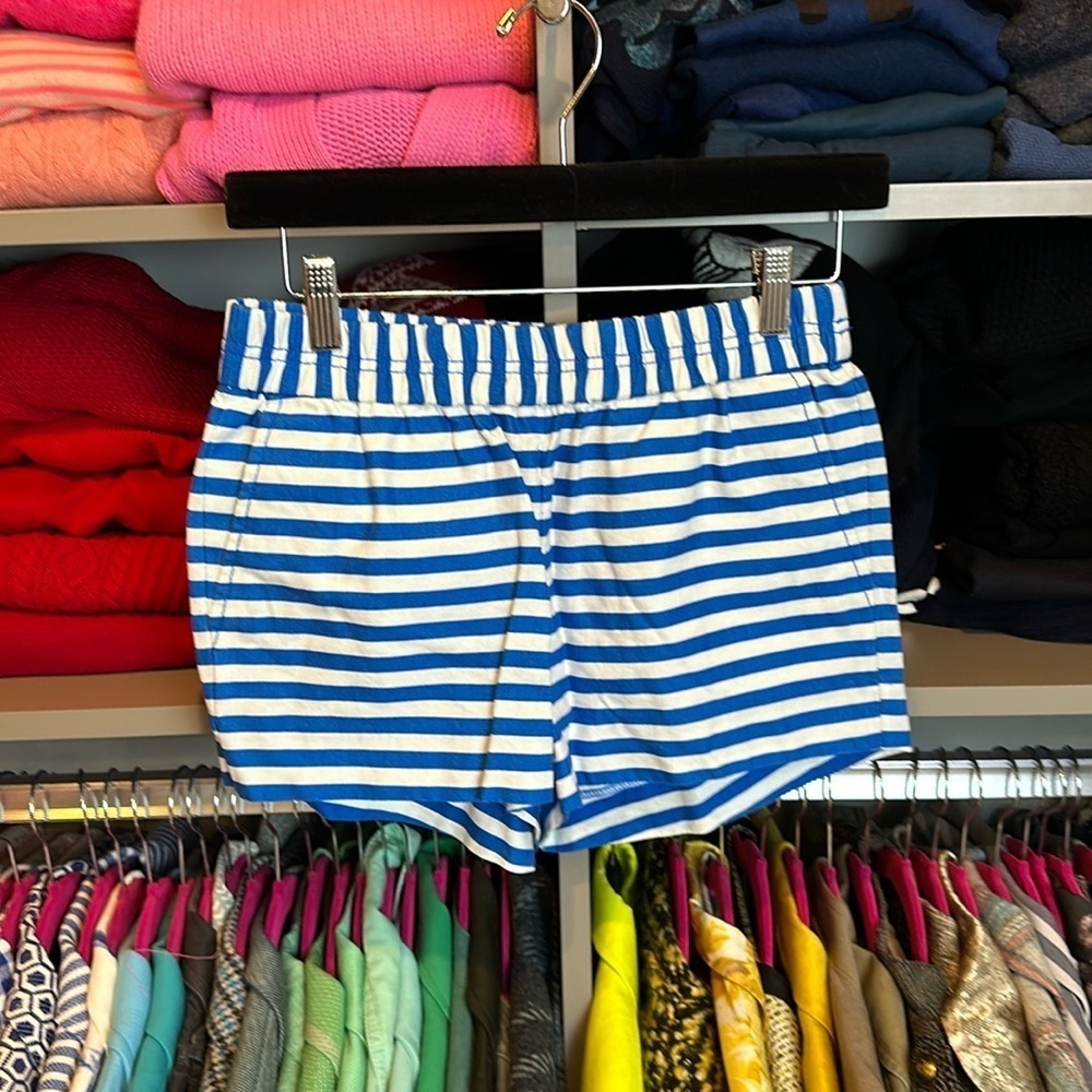 J Crew white and blue striped 3” shorts size 0